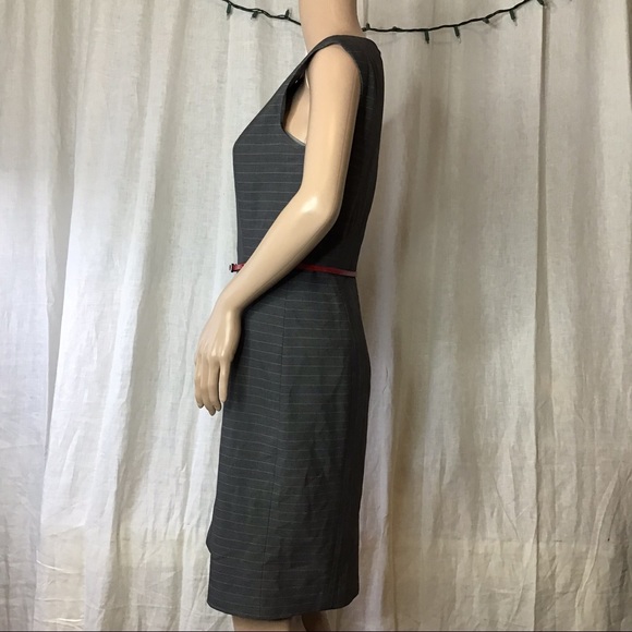 Calvin Klein Sleeveless Belted Sheath Gray Dress 4 - Picture 3 of 8